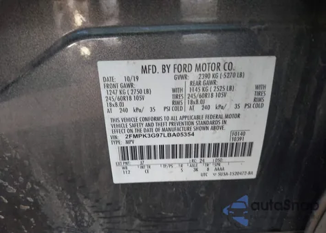 2020 Ford Edge Se from USA, damaged, VIN 2FMPK3G97LBA05354